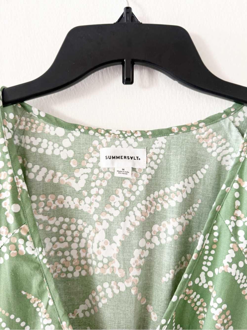 Summersalt The Coastal Poplin Puff-Sleeve Wrap Midi Dress in Green Size Medium - Picture 5 of 6